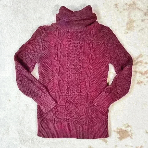 LL BEAN Signature Knit Cotton Funnel Neck Fisherman Sweater Pullover Women Small - Picture 11 of 12